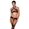 Set Din Piele Passion Amanda Negru L-XL