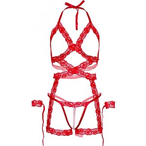 Set Leg Avenue Cami Cuffs Roșu XS-L Thumb 3