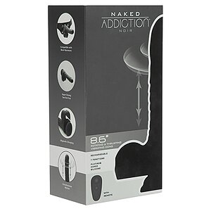 Naked Addiction 23 cm, Vibrator Rotativ și De împingere Negru Thumb 121