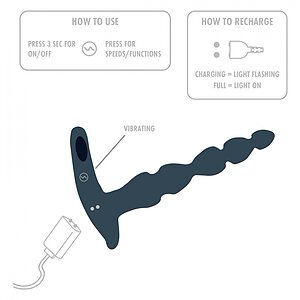 Vibrator Anal ELIXER Double Albastru Thumb 7