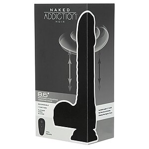Naked Addiction 23 cm, Vibrator Rotativ și De împingere Negru Thumb 86