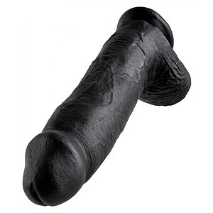 Dildo Realistic 30cm Cu testicule Negru Thumb 2