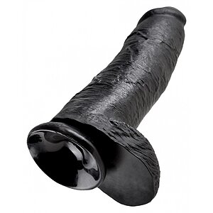 Dildo Realistic 30cm Cu testicule Negru Thumb 3