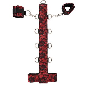 Bad Kitty Guler Satin Roșu cu Dantelă și Cătușe Thumb 2