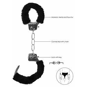 Pleasure Handcuffs Furry Negru Thumb 1