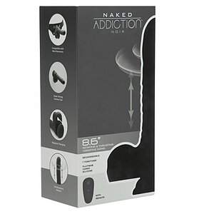 Naked Addiction 23 cm, Vibrator Rotativ și De împingere Negru Thumb 16