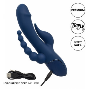 Triple Orgasme CalExotics — Vibrator Reîncărcabil Albastru Thumb 21