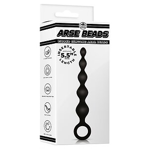 Bile Anale Din Silicon Cu Striații 14cm Negru Thumb 3