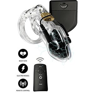 Cușcă Penis Electrică Discretă cu Telecomandă Transparent Thumb 24