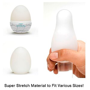 TENGA Egg Wavy II, Compact și Discret cu Textura Ondulată Alb Thumb 1