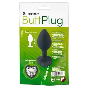 You2Toys Dop Anal Compact Din silicon cu Piatră Inimă 7.3cm Negru Thumb 3