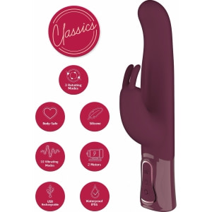 She.E.O Rabbit Rotativ Reîncărcabil — 10 Vibrații, 3 Rotații Vișiniu Thumb 7