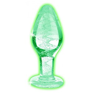 Anal Plug Glow In The Dark Glass Transparent Thumb 1