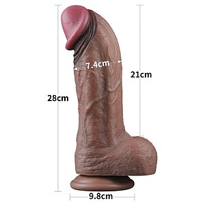 Dildo XXL Din silicon Dublu Strat, Realist, Ventuză - Lovetoy Thumb 8