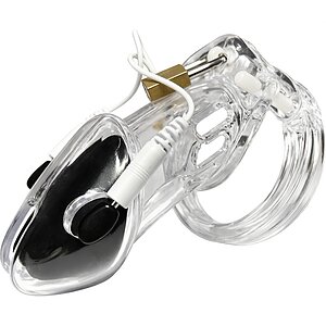 Cușcă Penis Electrică Discretă cu Telecomandă Transparent Thumb 3