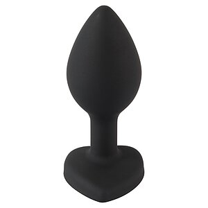You2Toys Dop Anal Compact Din silicon cu Piatră Inimă 7.3cm Negru Thumb 2