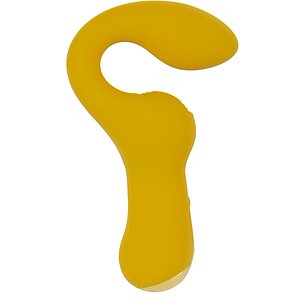 Dublu Vibrator curbat – 2 Motoare, 10 Moduri, Reîncărcabil Galben Thumb 2