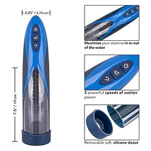 Pompă Penis Rechargeable Waterproof Albastru Thumb 2