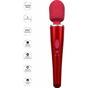 Caresse Pro Wand 8000rpm - 5 Moduri, IPX7, 120 Min Roșu Thumb 9