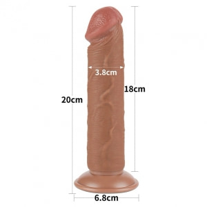 LoveToy Sliding Skin 20 cm – TPE Densitate Duală, Ventuză Puternică Maro Thumb 2