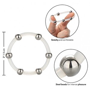 Inel Penis Steel Beaded Silicon XL Transparent Thumb 2