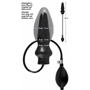 Anal Plug Latex Gonflabil 19.5cm Negru Thumb 9