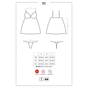 Babydoll Obsessive 810-BAB-1 Negru S-M Thumb 4