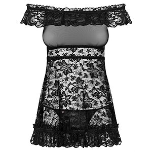 Babydoll Dress Obsessive Flores Negru L-XL Thumb 2