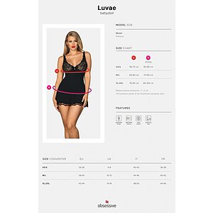 Babydoll Obsessive Luvae Negru 2XL Thumb 4