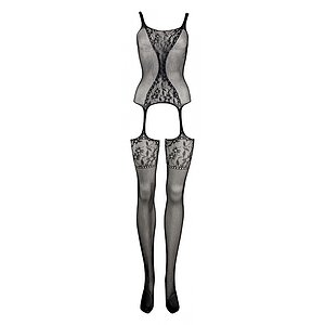 Catsuit Le Désir Fishnet and Lace Negru S-L Thumb 2