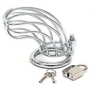 Cușca Chastity With Padlock Argintiu Thumb 1