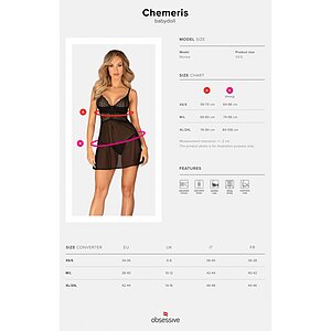 Babydoll Obsessive Chemeris Negru M-L Thumb 4
