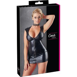 Costum Latex Damă Wetlook With Zip Negru XL Thumb 4