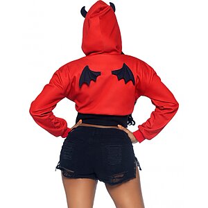 Costum Leg Avenue Devil Cropped Hoodie Roșu S-M Thumb 1