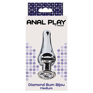 Anal Plug Diamond Bijou Medium Argintiu Thumb 4