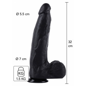 Dong XXL 32 cm Negru – Dildo Realist PVC cu Bază Largă Thumb 3