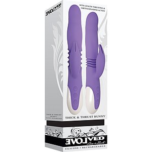 Vibrator Evolved Thick Bunny Cu Împingere Mov Thumb 2