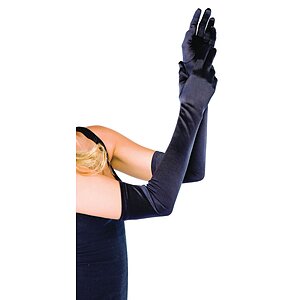 Mănuși Leg Avenue Extra Long Satin Negru pe Sexstil.ro