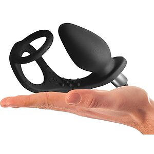 Inel Dublu Cu Vibrator Anal Ro-Zen Negru Thumb 6