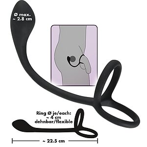 Inel Penis Black Velvets 3 În 1 Negru Thumb 6