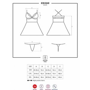 Lenjerie Babydoll Obsessive 838-BAB Roșu S-M Thumb 4