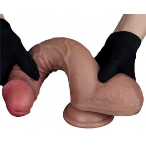 LoveToy Dildo silicon Dublu Strat 23,5 cm Realism Ultra Maro Thumb 4