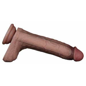 LoveToy - Dual Layered Silicone Dildo 21.5 cm (O 4.2 cm) - Brown Maro Thumb 1
