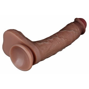LoveToy - Dual Layered Silicone Dildo 21.5 cm (O 4.2 cm) - Brown Maro Thumb 6