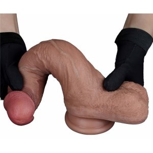 LoveToy - Dual Layered Silicone Dildo 21.5 cm (O 4.2 cm) - Brown Maro Thumb 7
