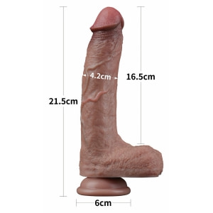 LoveToy - Dual Layered Silicone Dildo 21.5 cm (O 4.2 cm) - Brown Maro Thumb 9