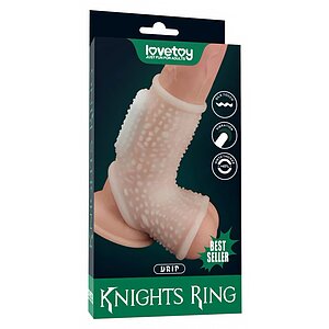 Lovetoy Knights Ring – Inel Vibrant cu Manșon TPE +45% Alb Thumb 9