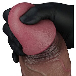 Lovetoy Realist 31cm — Silicon Dublu Strat cu Ventuză Maro Thumb 9