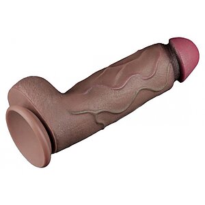 Lovetoy Realist 31cm — Silicon Dublu Strat cu Ventuză Maro Thumb 11