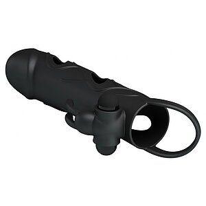 Prelungitor Pretty Love Penis Sleeve With Ball Strap Negru Thumb 7